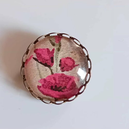 Broche "éclat des prés" – coquelicot sous verre