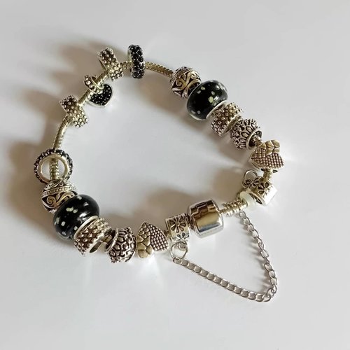 Bracelet charms "black & silver"