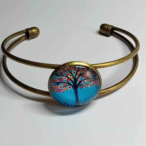 Jonc "arbre de vie cabochon" multi couleurs