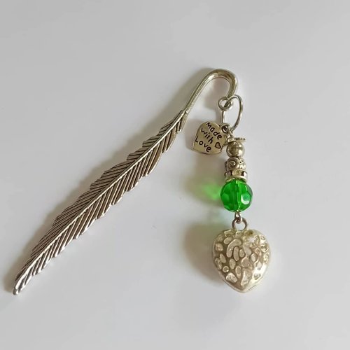 Marque-page bijou plume & cœur