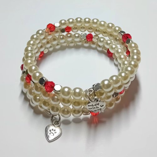 Bracelet multi-tours perles – chams cœur “made with love”