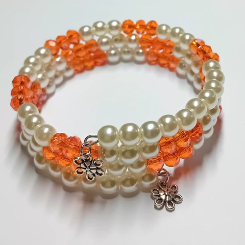 Bracelet  perles & cristaux orange