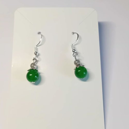 Boucles d’oreilles pendantes perle verte – style fruit