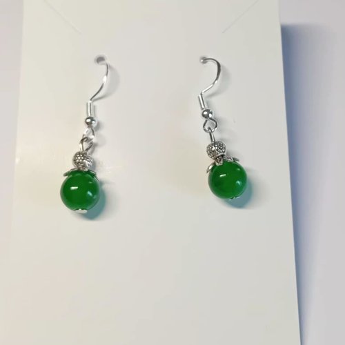 Boucles d’oreilles pendantes perle verte – style fruit