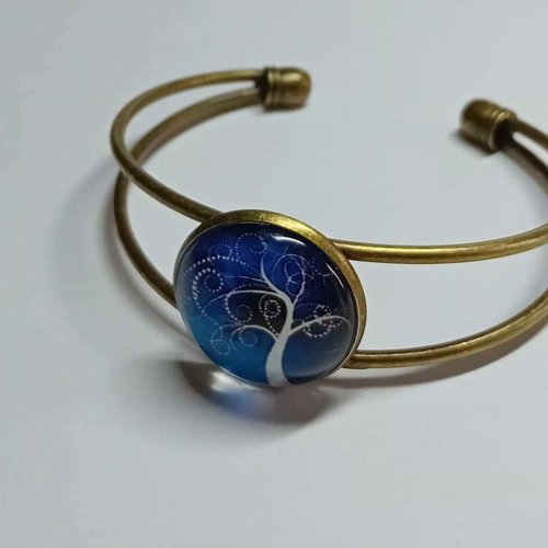 Bracelet jonc "arbre de vie" – finition laiton vieilli