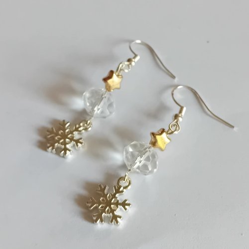 Boucles d'oreilles thème mariage en hiver