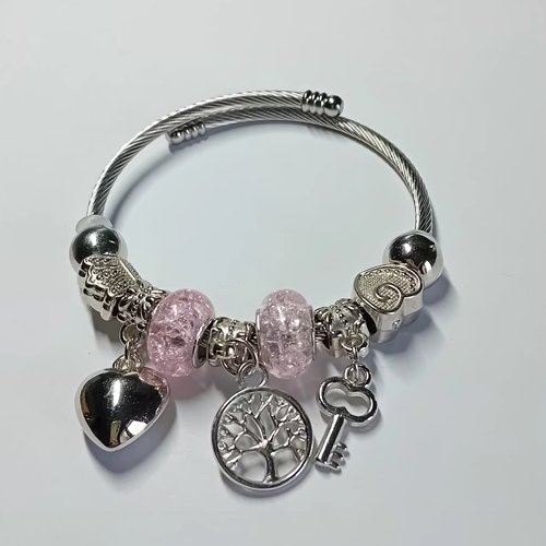 Bracelet fantaisie rose bonbon