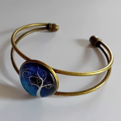 Bracelet jonc "arbre de vie" – finition laiton vieilli