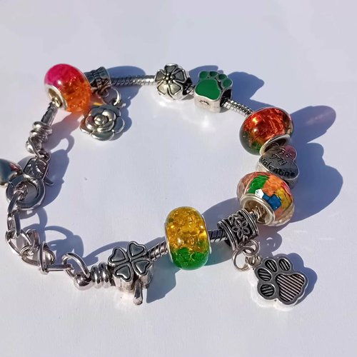 Bracelet de perles multicolore – style "pandora"