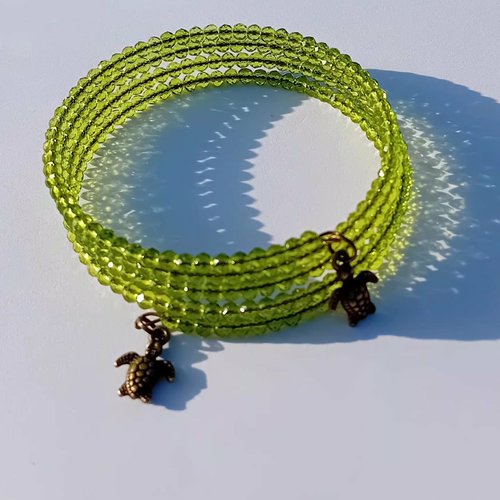 Bracelet multi rang "lagon de péridot"