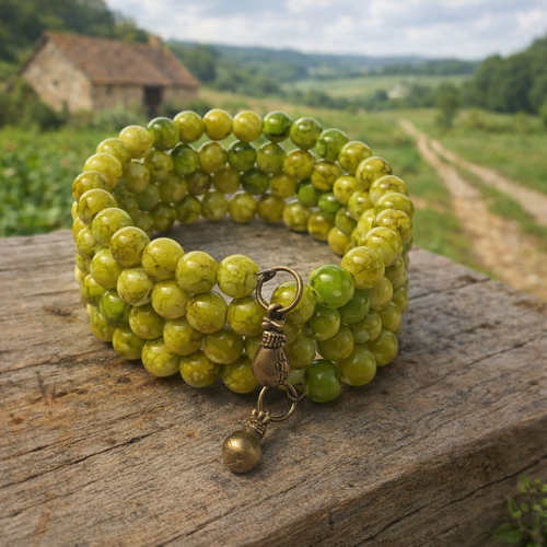 Bracelet mode chic – vert & bronze