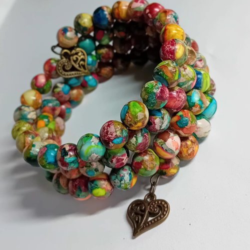 Bracelet mode chic – multicolore & bronze