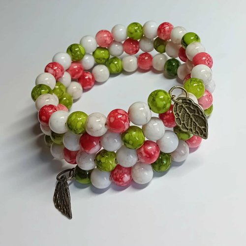 Bracelet multi rangs “feuilles de douceur”