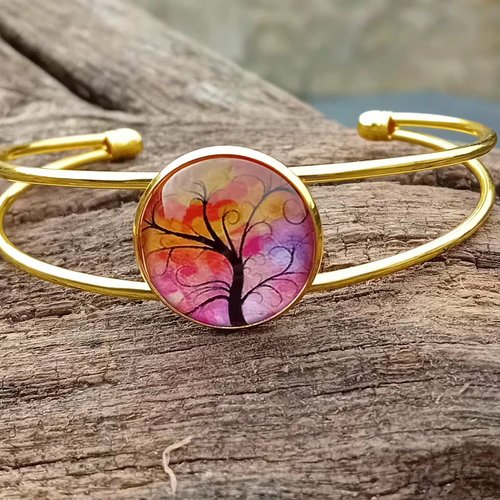 Bracelet arbre de vie – doré & verre