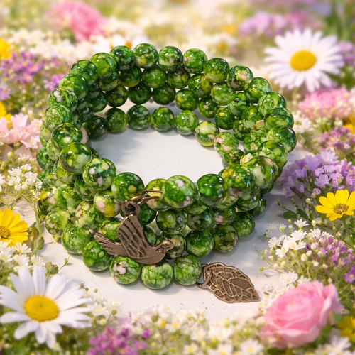Bracelet tortue – verre vert & bronze