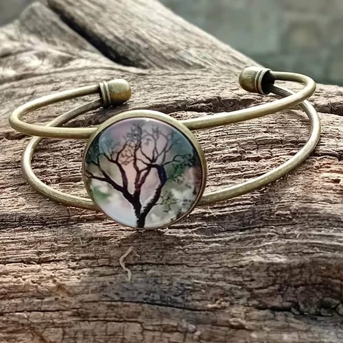 Bracelet "racines du temps" – cabochon arbre de vie vintage