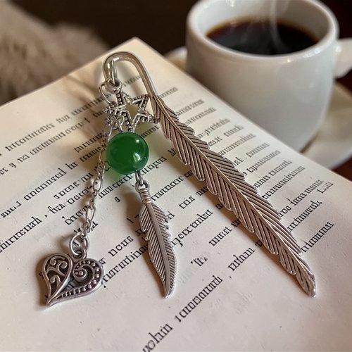 Marque-page "forêt enchantée" – agate verte & métal inaltérable