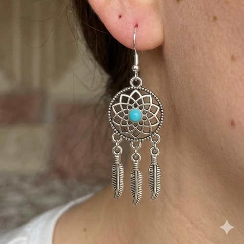 Boucles d'oreilles pendantes "attrape-rêves" – argent 925 & acier inox