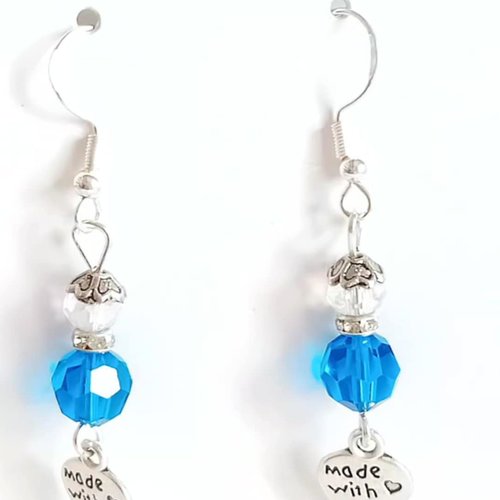 Boucles d'oreilles pendantes "azur" – cristal bleu clair & argent 925