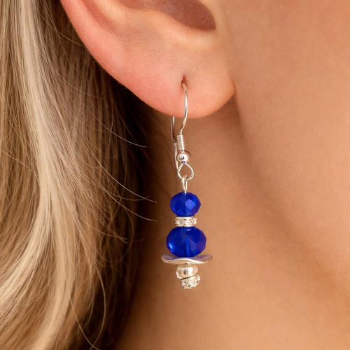Boucles d'oreilles "saphir night" – cristaux bleu marine & argent 925
