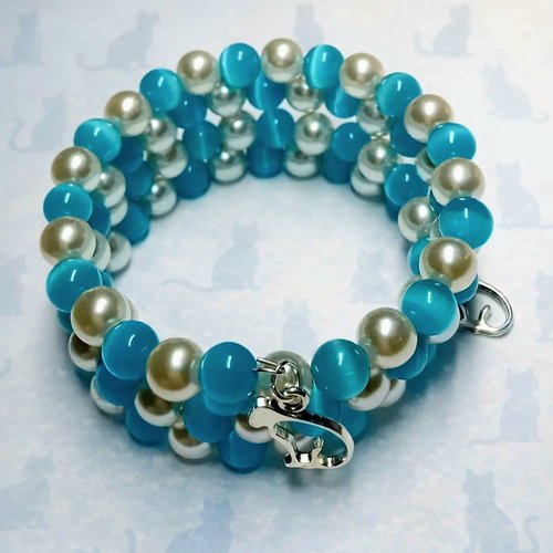 Bracelet œil de chat – thème félins (argenté)