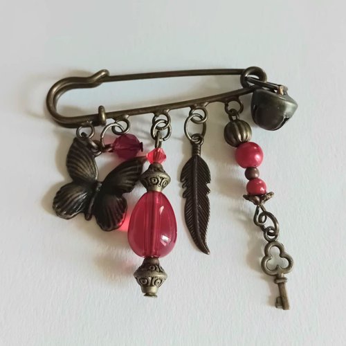 Broche bijou "rouge passion" – style bohème chic