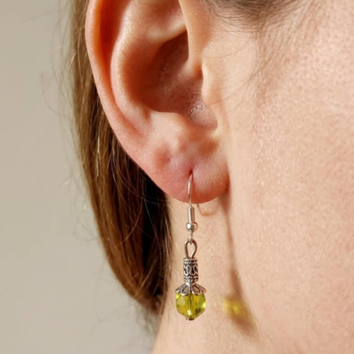 Boucles d'oreilles cristal jaune citron