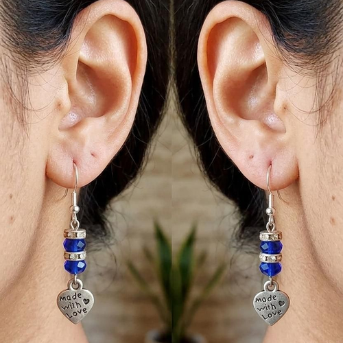 Boucles d'oreilles cœurs cristal bleu marine