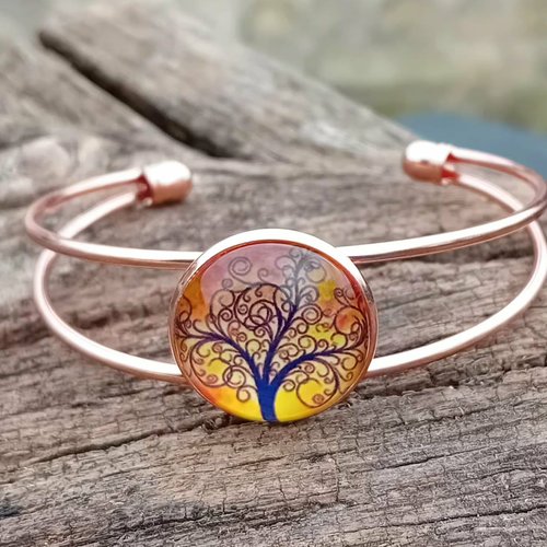 Bracelet manchette  jaune orangé