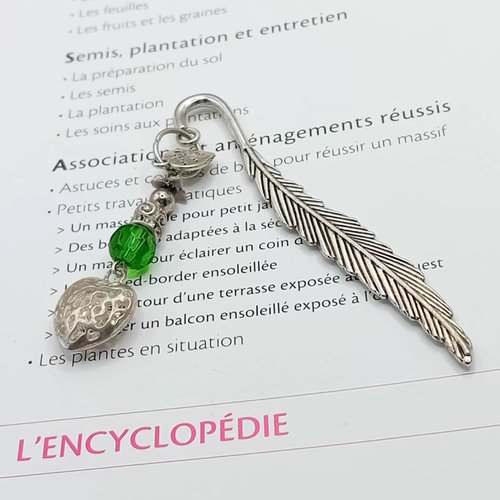 Marque-page bijou plume & cœur