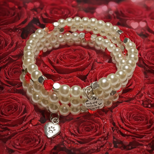 Bracelet multi-tours perles – chams cœur “made with love”