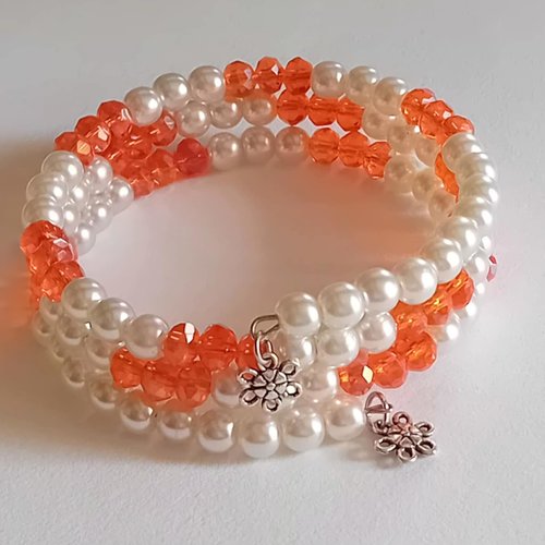 Bracelet  perles & cristaux orange