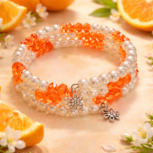 Bracelet “douceur mandarine” – triple rang artisanal
