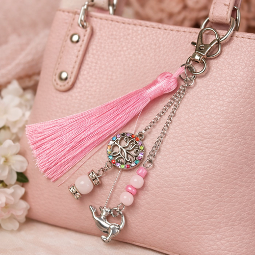 Bijou de sac & porte-clés "félin bohème"