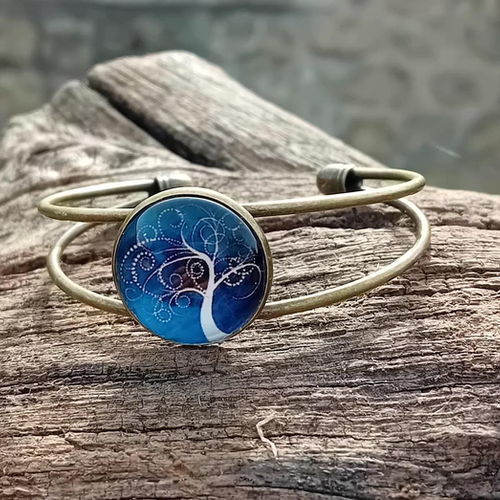 Bracelet jonc "arbre de vie" – finition laiton vieilli