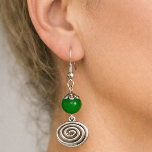 Boucles d'oreilles "spirale émeraude"