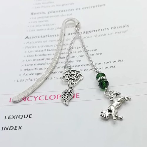 Marque-page métal “rose & cheval”