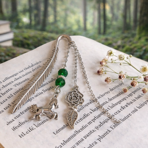 Marque-page métal “rose & cheval”