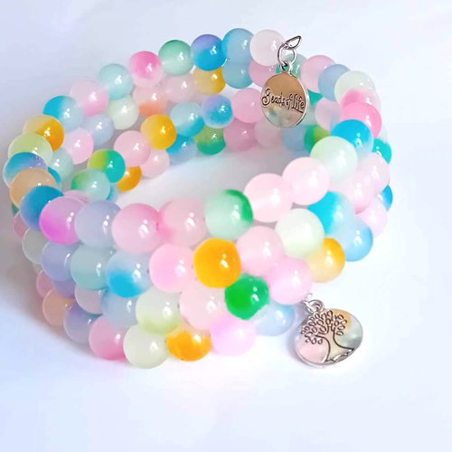 Bracelet perles pastel “arbre de vie”