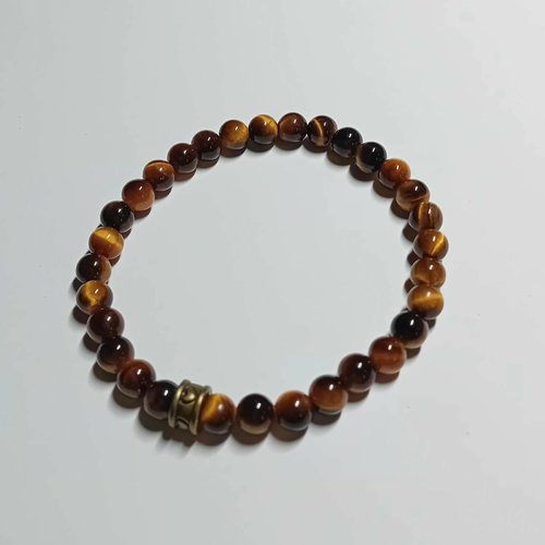 Bracelet en perles œil de tigre 6 mm  taille 17 cm