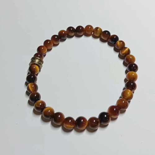 Bracelet en œil de tigre 6 mm taille 16 cm