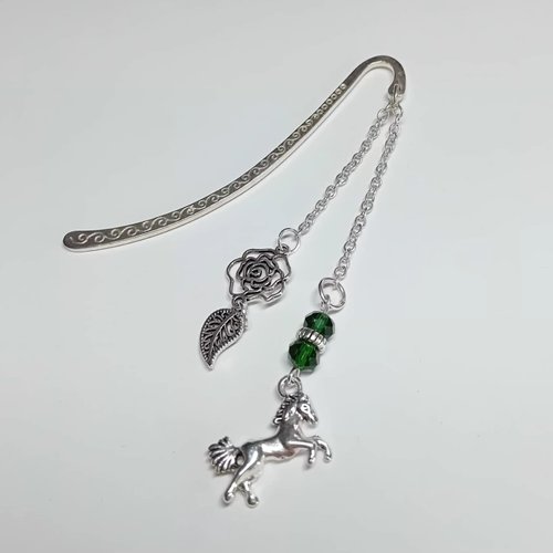 Marque-page métal “rose & cheval”