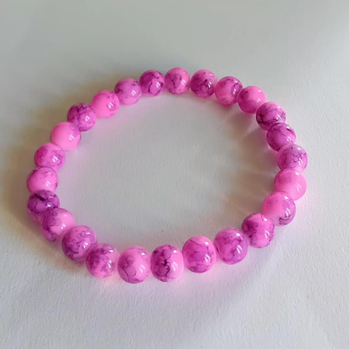 Bracelet perles marbrées rose violet