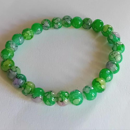 Bracelet perles marbrées vert violet
