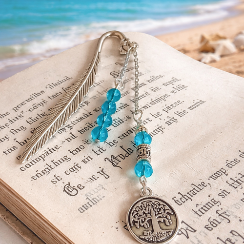 Marque-page plume "évasion bleue"