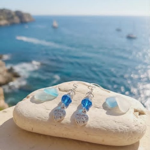 Boucles d’oreilles “made with love – bleu océan”