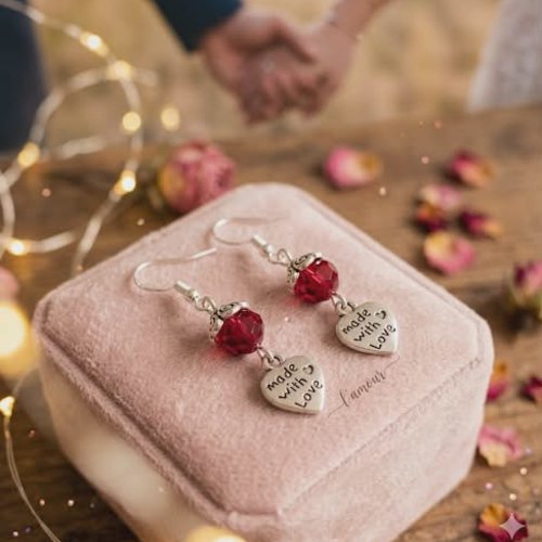 ️ boucles d’oreilles “made with love – rubis romantique”