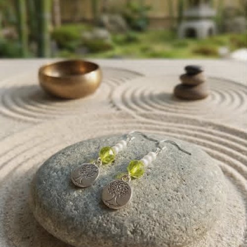 Boucles d’oreilles “arbre zen – harmonie & lumière”