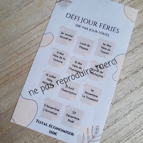 Défi budget spécial jours fériés