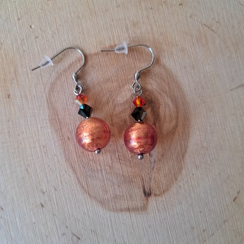 Boucle d'oreille murano d'automne